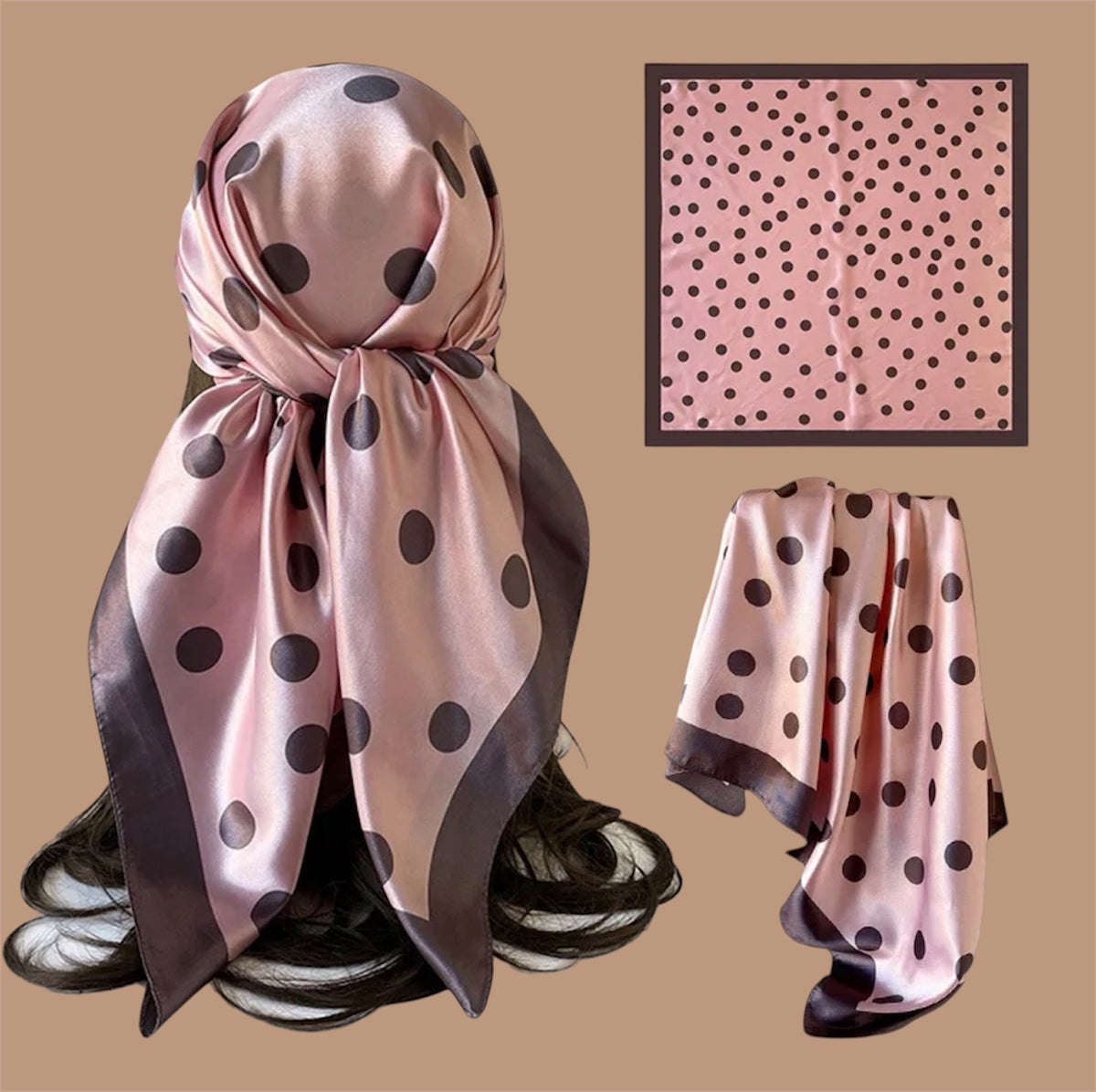 PAÑOLETA POLKA DOT PINK AND BROWN