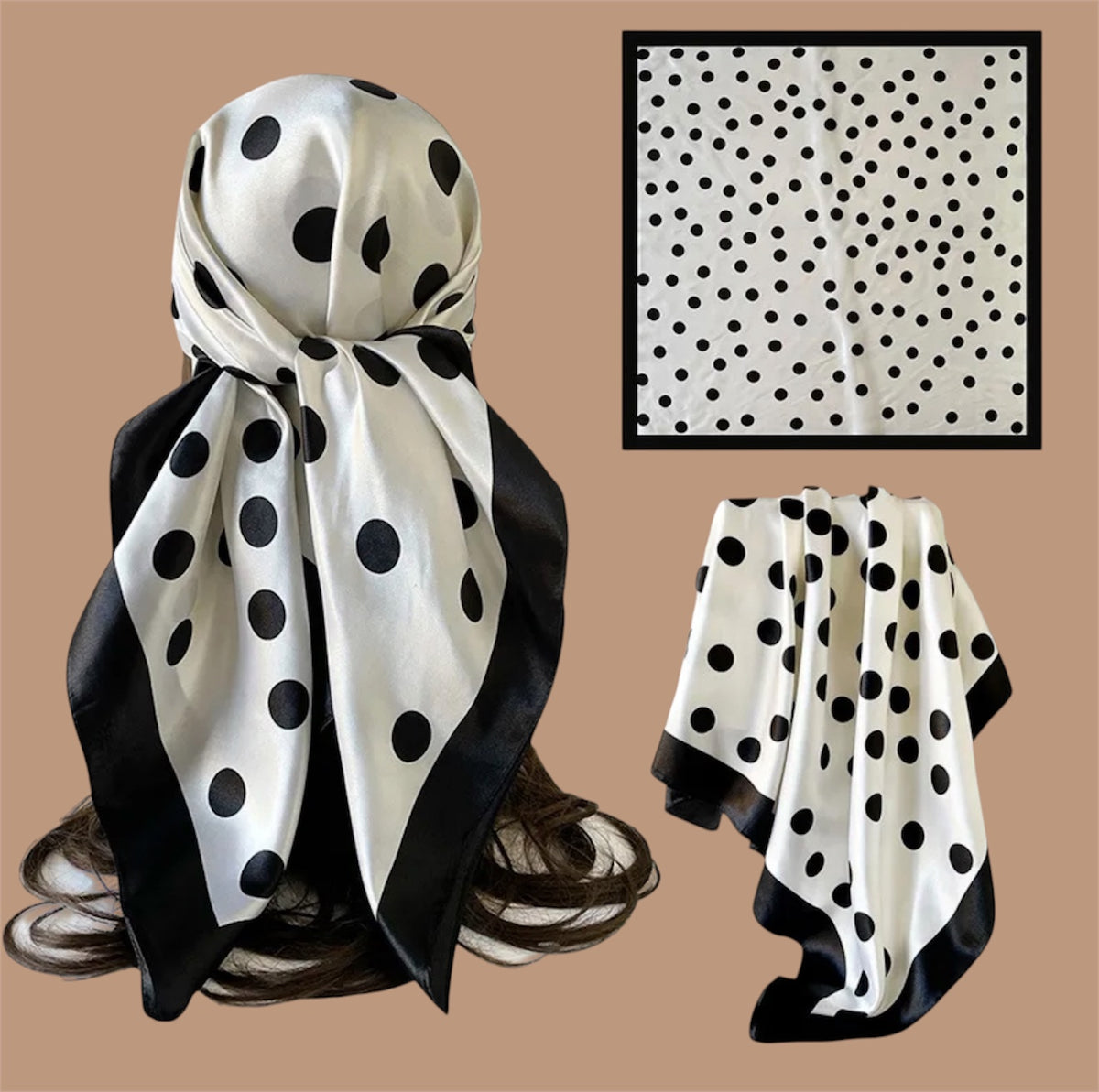 PAÑOLETA POLKA DOT  WHITE AND BLACK